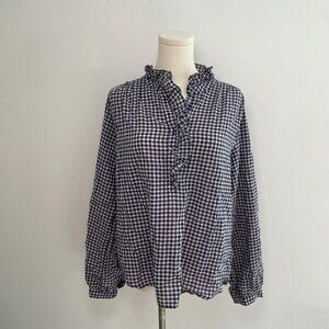 Xirena Womens Caspian Top In Navy Gingham | Women’s Size Small